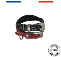 collier fin pour petit chien noir et rouge made in france