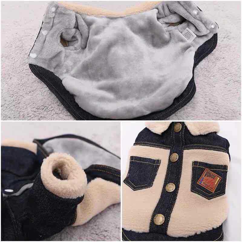 Veste En Jean Avec Col En Fourrure Pour Chien – Mikizi