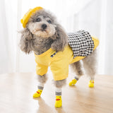 Chaussons pour chien en coton jaune avec motifs