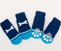 Chaussons pour chien en coton bleu avec motifs