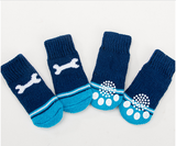 Chaussons pour chien en coton bleu avec motifs