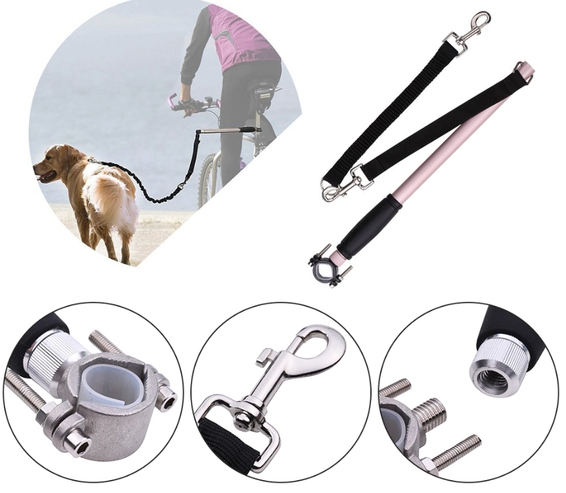 Laisse Pour Vélo Chien Relaxdays - Barre Avec Ressort - Longueur Réglable 20-138 Cm - Fixation Guidon/Selle