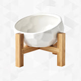 Gamelle en céramique pour chien avec support en bambou