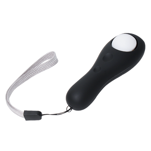 Un clicker de dressage pour chien de couleur noir avec un bouton blanc et un sangle en nylon pour sécurité