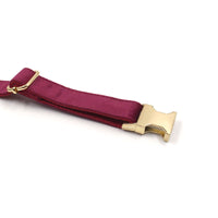 Collier pour chien personnalisé en velours bordeaux avec laisse assortie