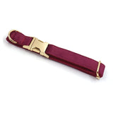 Collier pour chien personnalisé en velours bordeaux avec laisse assortie