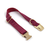 Collier pour chien personnalisé en velours bordeaux avec laisse assortie