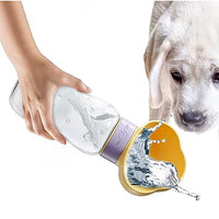 Le propriétaire donne de l'eau à son chien avec fond en blanc