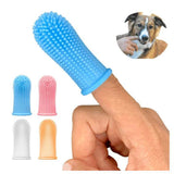 brosse à dent doigtier 360 pour chien bleu, rose, blanche et orange