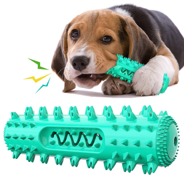 LITZEE Jouet chien nettoyable, brosse à dents pour chien, Jouet à Mâcher en caoutchouc solide pour petits et moyens chiens, Vert