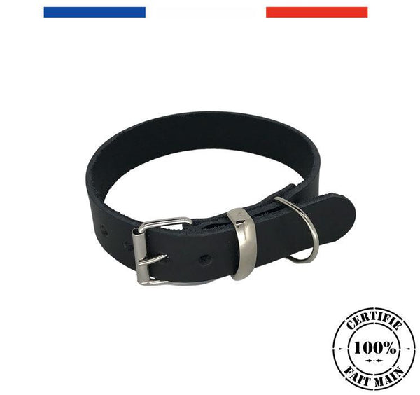 Collier en cuir pour chien artisanal Made in France